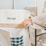 Personalised Chair Bag - Canvas with Gingham Pocket