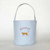 Toy Storage Seersucker Bucket with Cheetah Embroidery Design