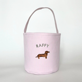 Toy Storage Seersucker Bucket with Dachshund Embroidery Design