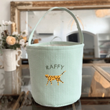 Toy Storage Seersucker Bucket with Cheetah Embroidery Design