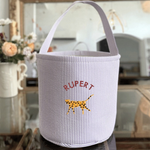 Toy Storage Seersucker Bucket with Cheetah Embroidery Design