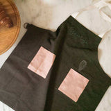 Kids Forest Green Linen Apron