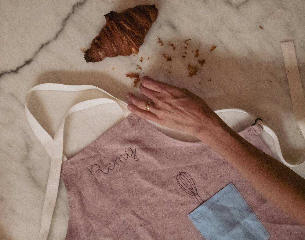 Kids Pink Linen Apron