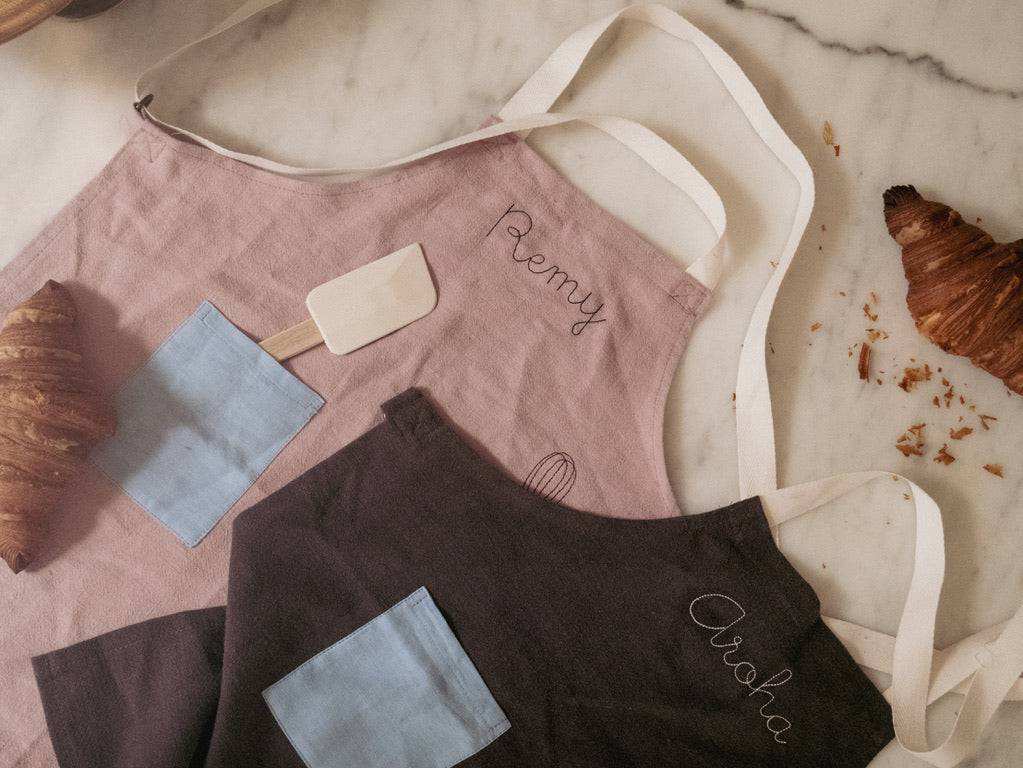 Kids Pink Linen Apron